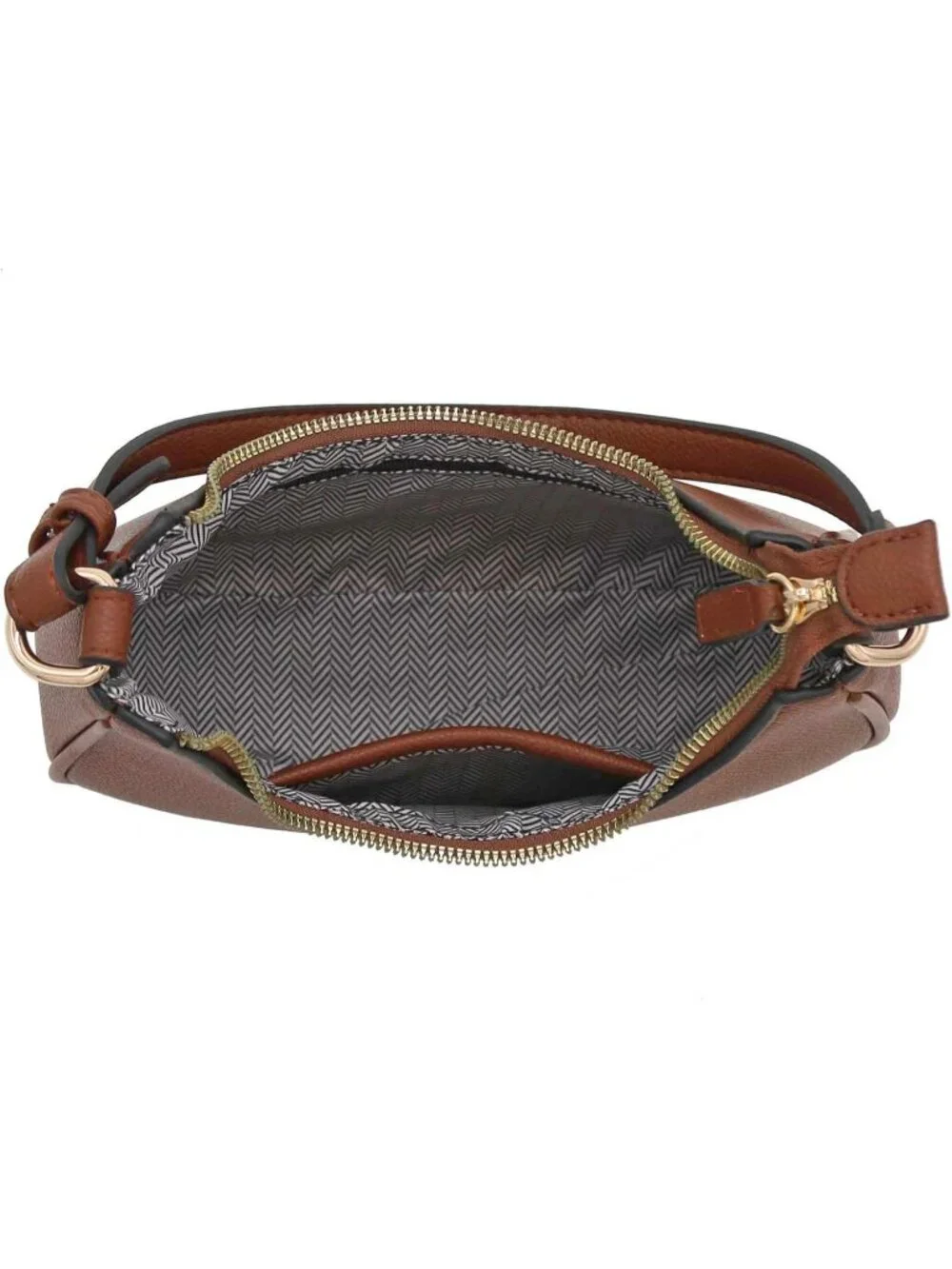 Women's Brown Small Crescent For Trendy Underarm Purse Zipper Shoulder Bag